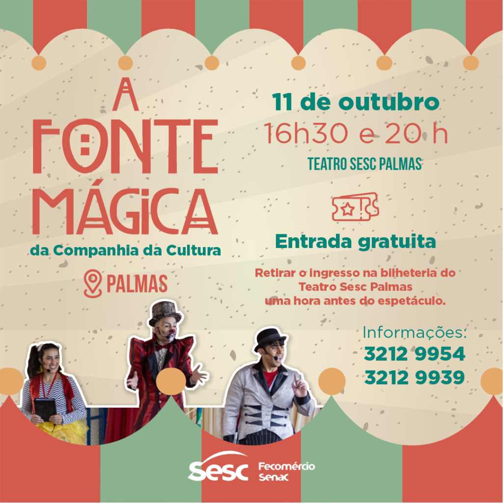 Sesc Palmas recebe espetáculo teatral infantil com a Companhia da Cultura (SP)